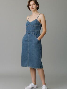 Marc Jacobs NWOT Sleeveless Denim Corset Dress Y2K Bodycon 6